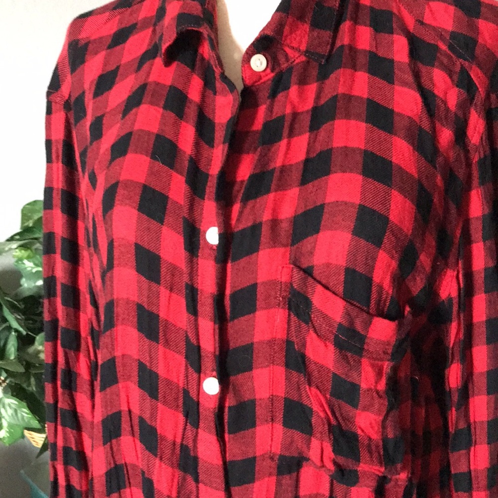 Buffalo Plaid Red Flannel Shirt Long sleeves Long-s FINAL Sale - Picture 2 of 7